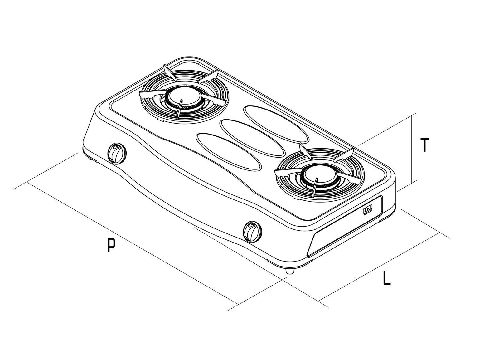 Dimensi Kompor Gas QGC 201 DMP-C