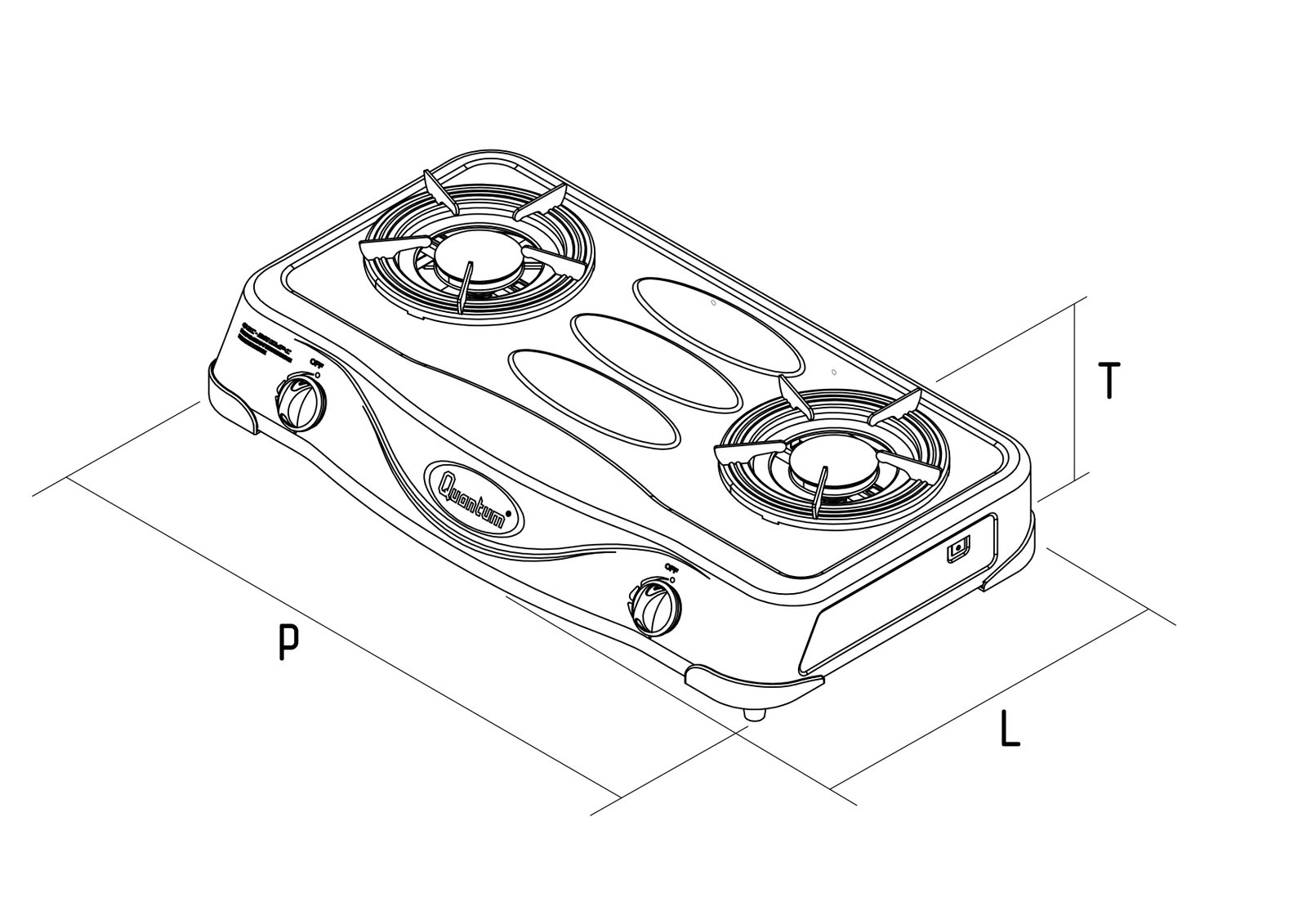 Dimensi Kompor Gas QGC-201 DMP-C
