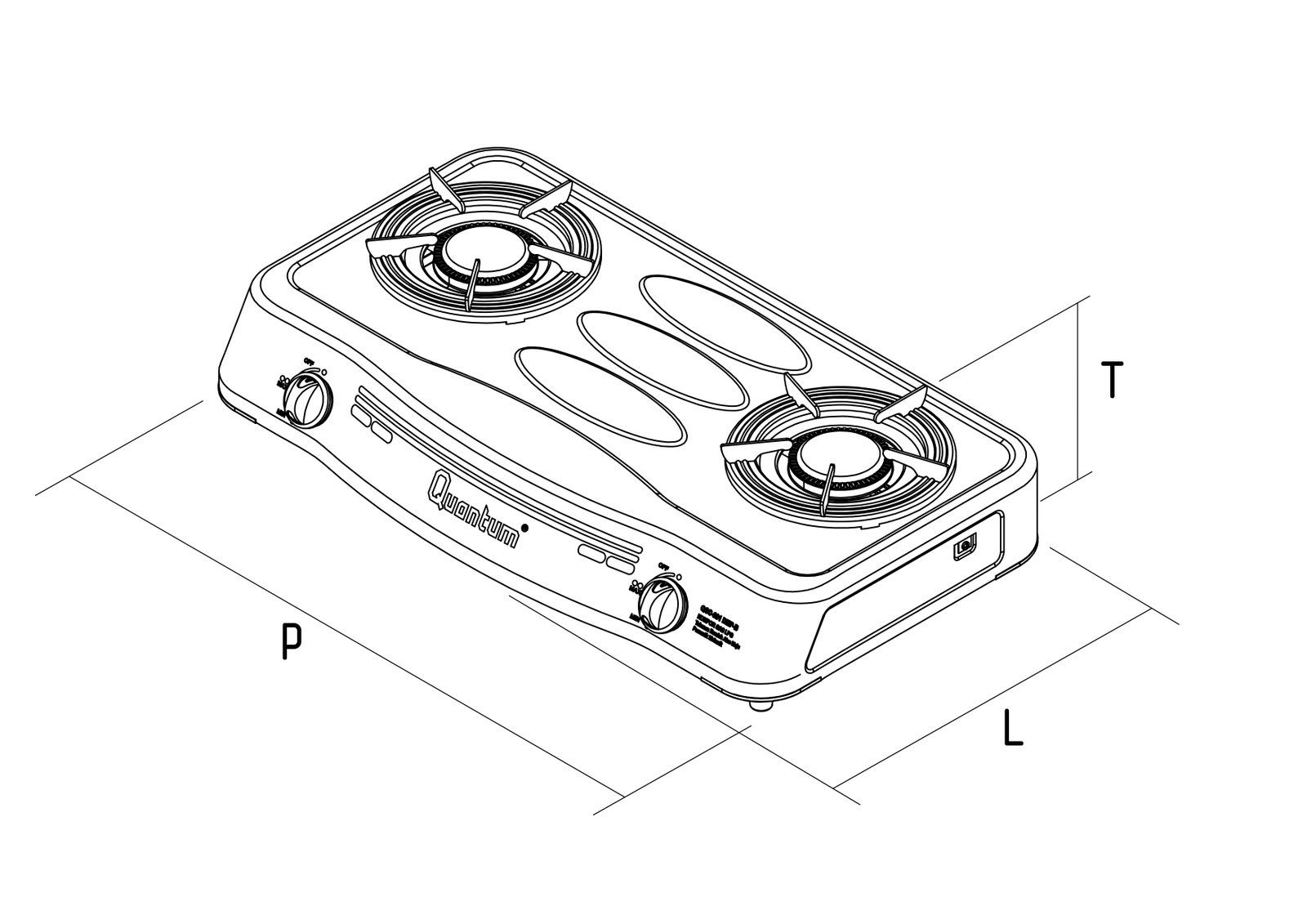 Dimensi Kompor Gas QC-201 DMP-B
