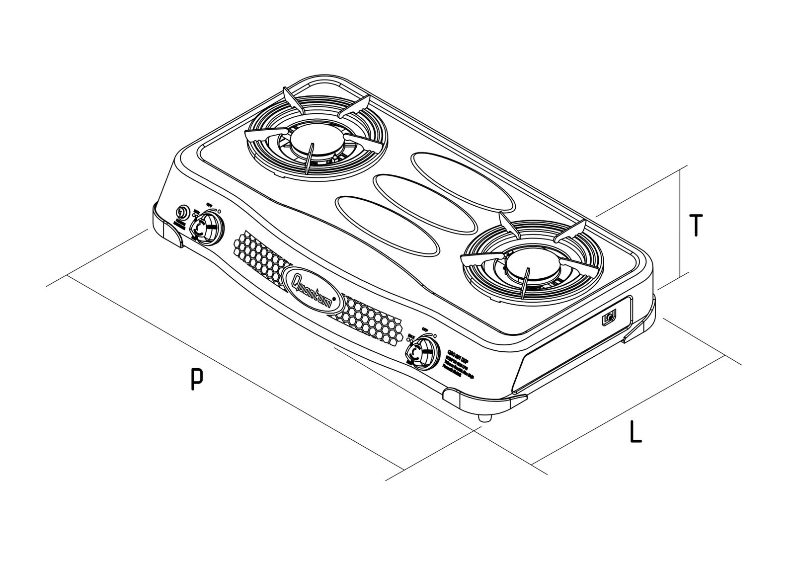 Dimensi Kompor Gas QGC-201 DEP