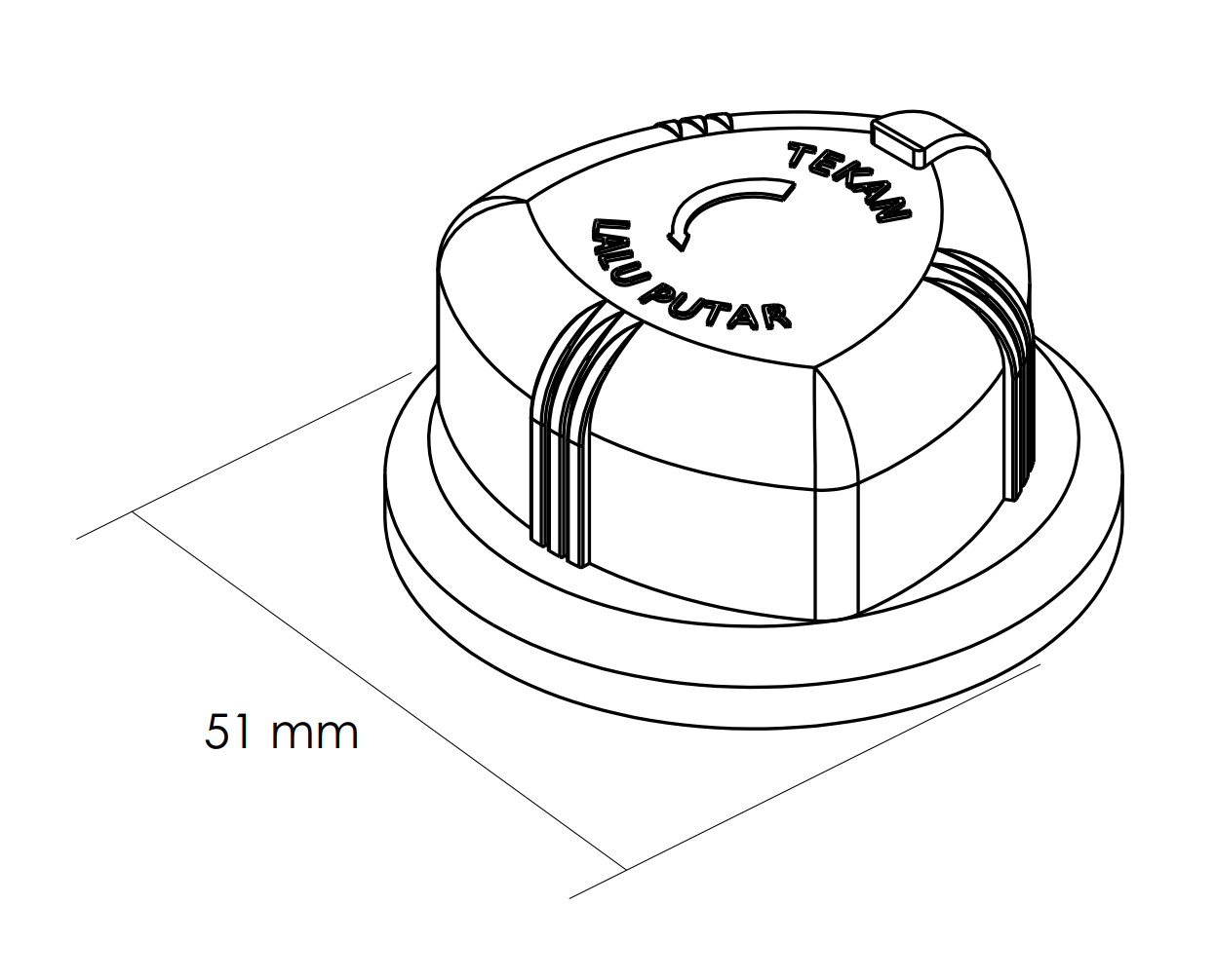 Dimensi Sparepart Knop Kontrol Cream
